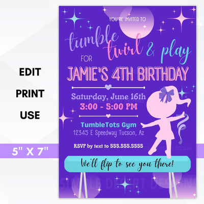gymnastics birthday party invites