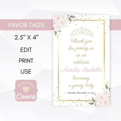 quinceanera favor tag template