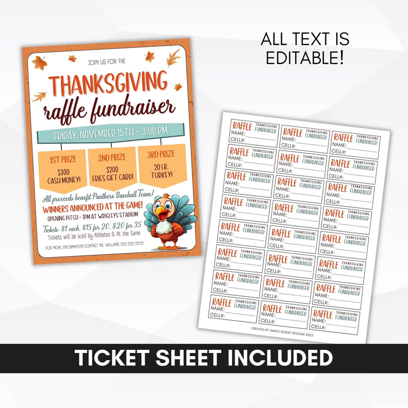 Thanksgiving Raffle Ticket Flyer Set – Simple Desert Designs