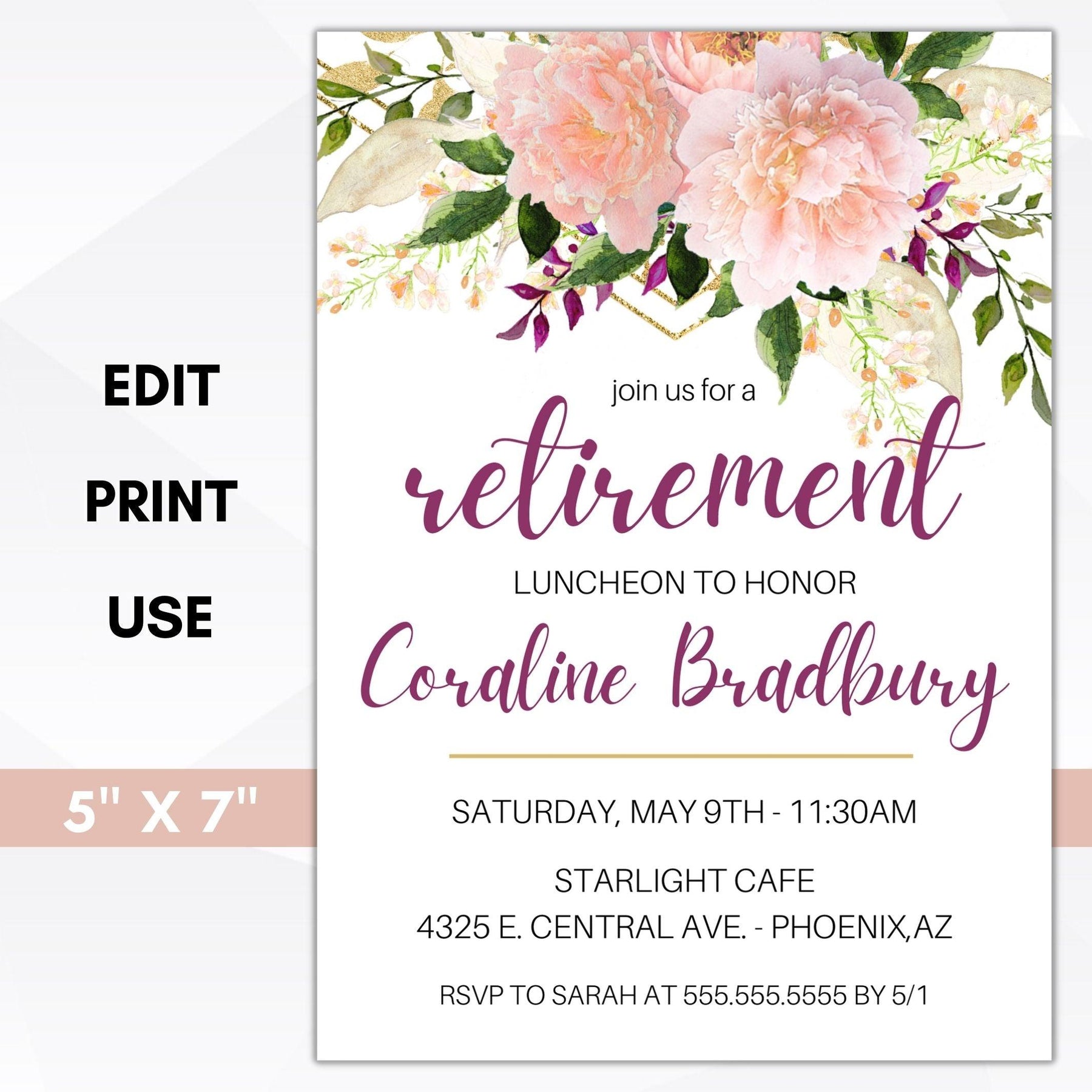 Retirement Luncheon Party Invitation – Simple Desert Designs