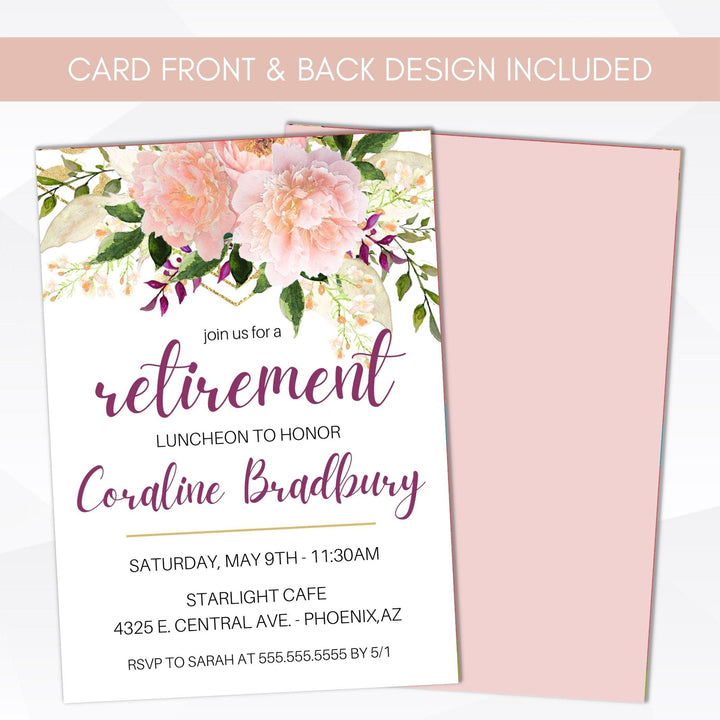 Retirement Luncheon Party Invitation Floral | Simple Desert Designs