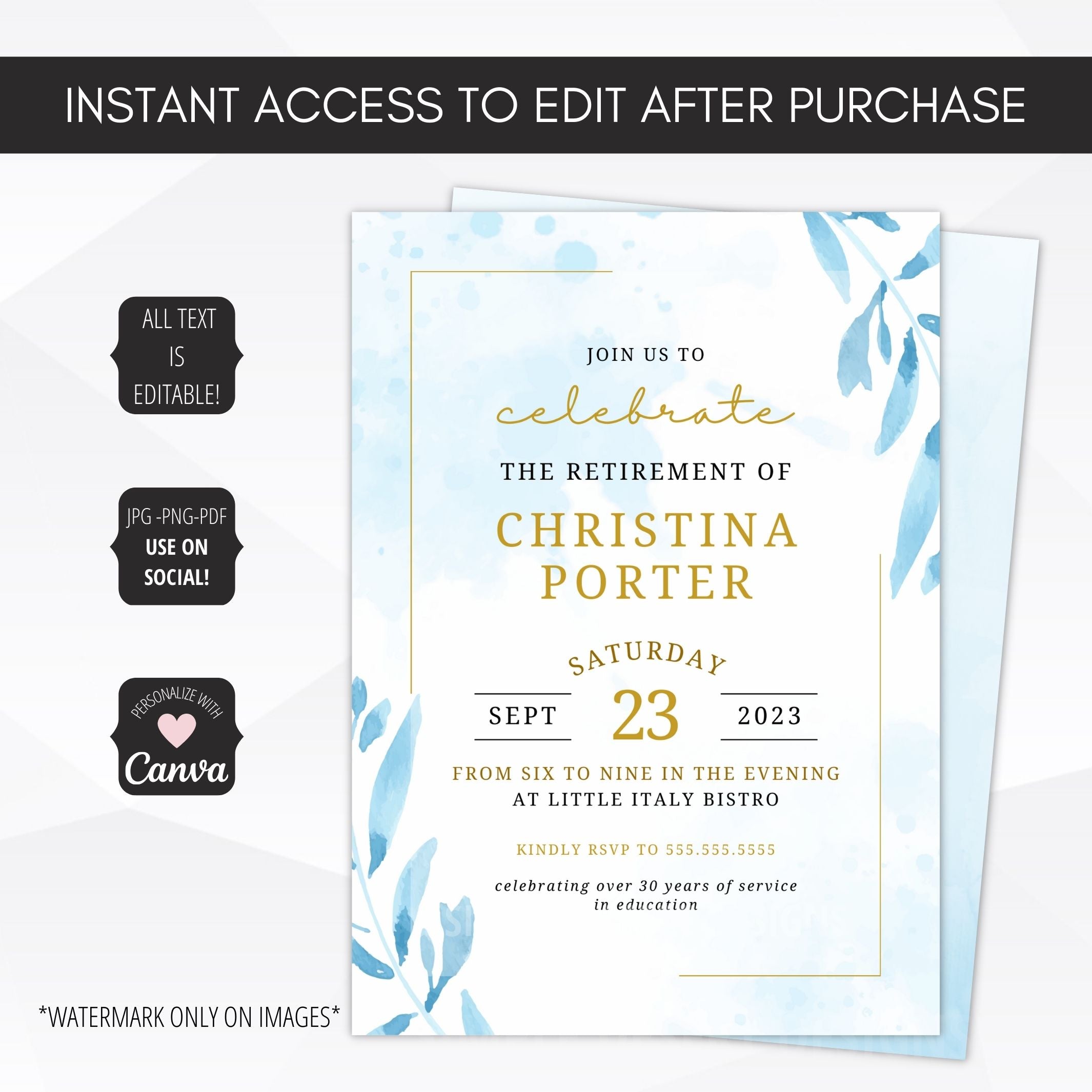 elegant retirement reception invitation
