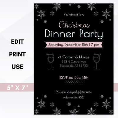 retro christmas dinner party invitation