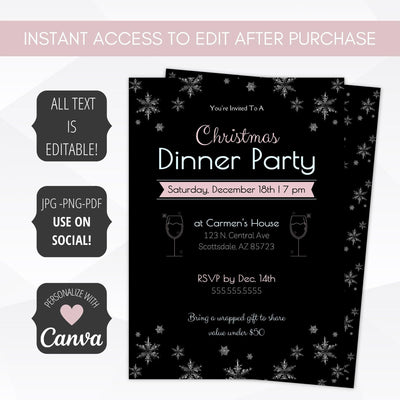 glam christmas dinner party invite