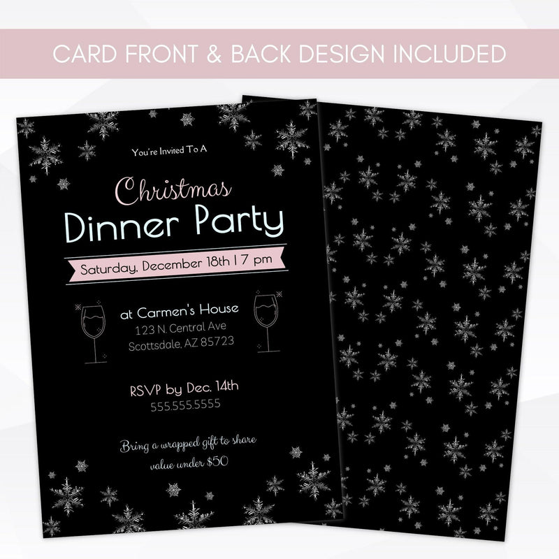 holiday dinner party invite black pink teal