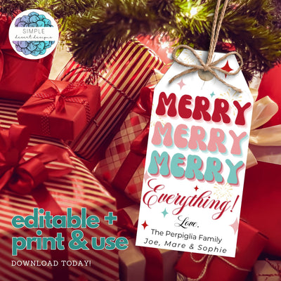 vintage merry everything gift tags for christmas