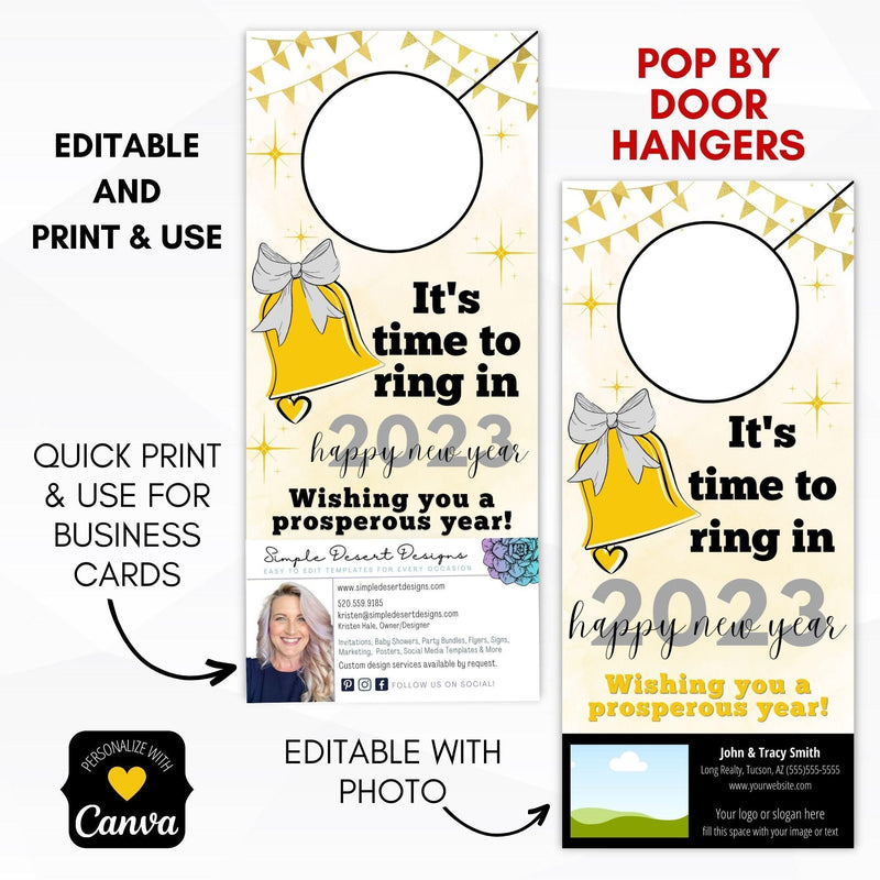 ring in new year pop by door hangers