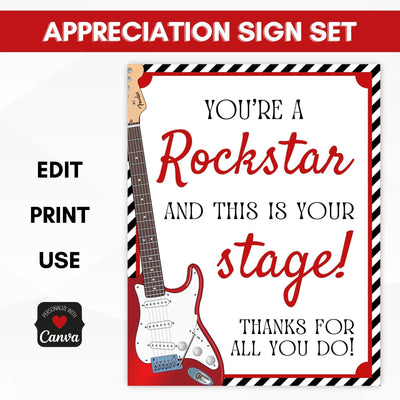 you rock teacher appreciation week flyer sign set