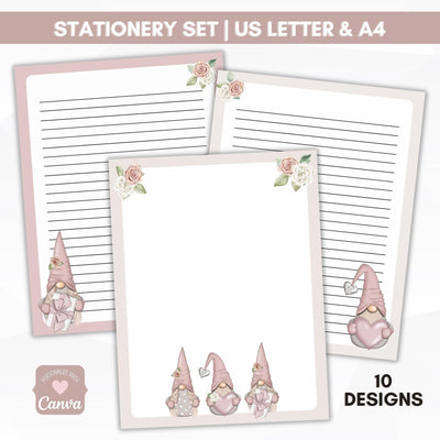 romantic gnome stationery journal paper lined and unlined
