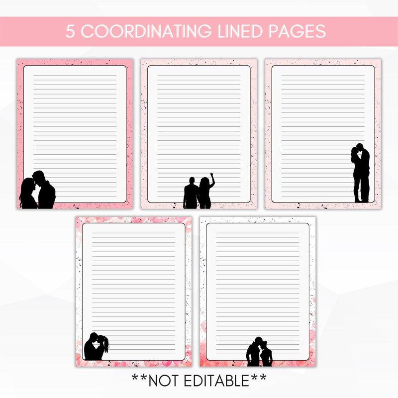 lined pink LOVE stationery set