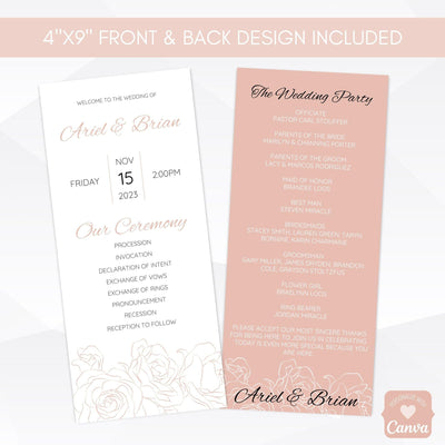 boho minimal wedding program