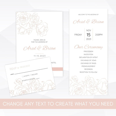 printable wedding invitation template set