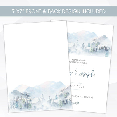 white mountains wedding invite template