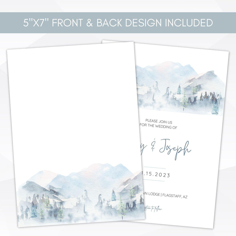 white mountains wedding invite template