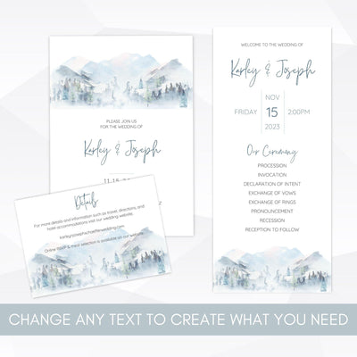 printable wedding invitation template set