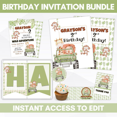 safari animals birthday party decoration set