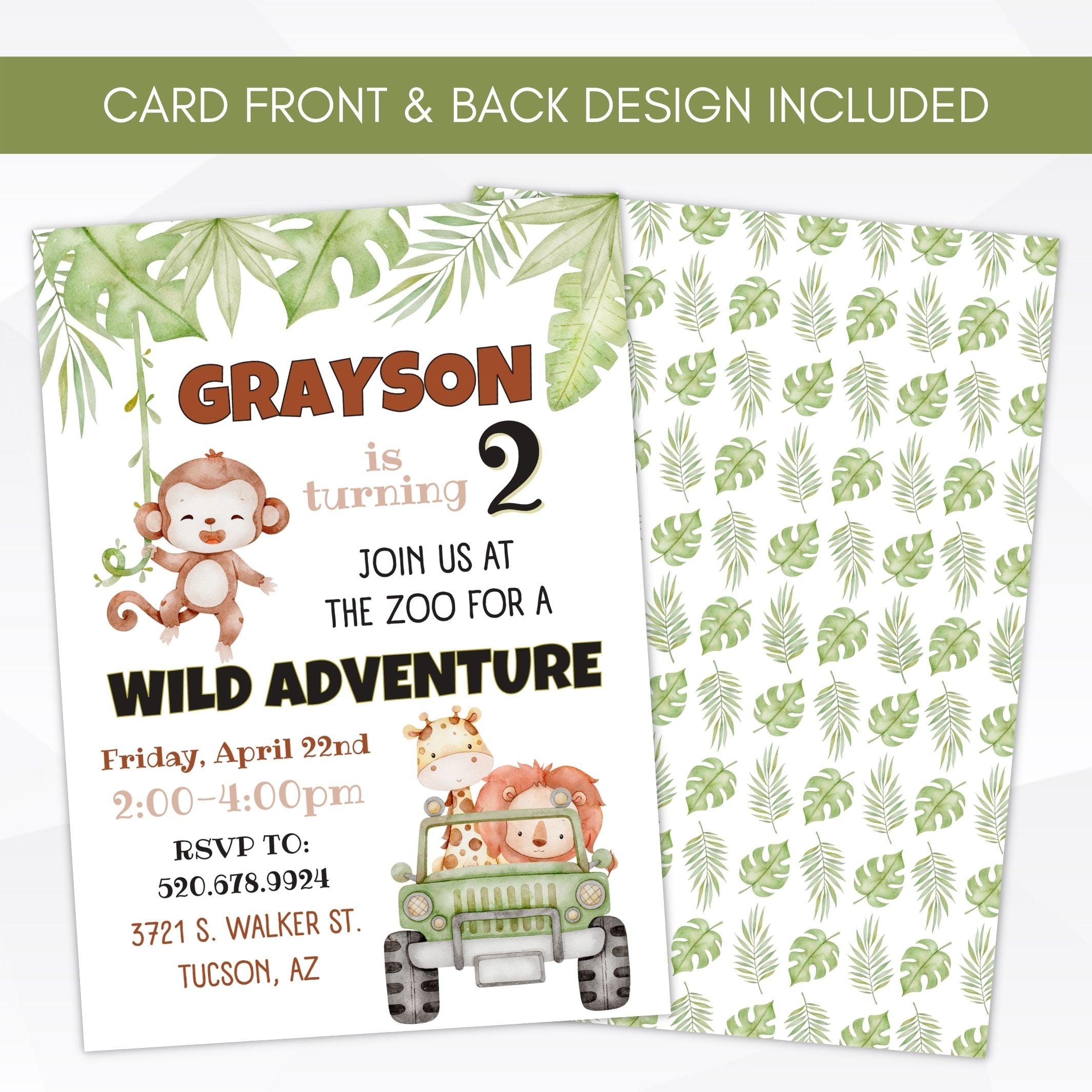 zoo themed birthday invitation template