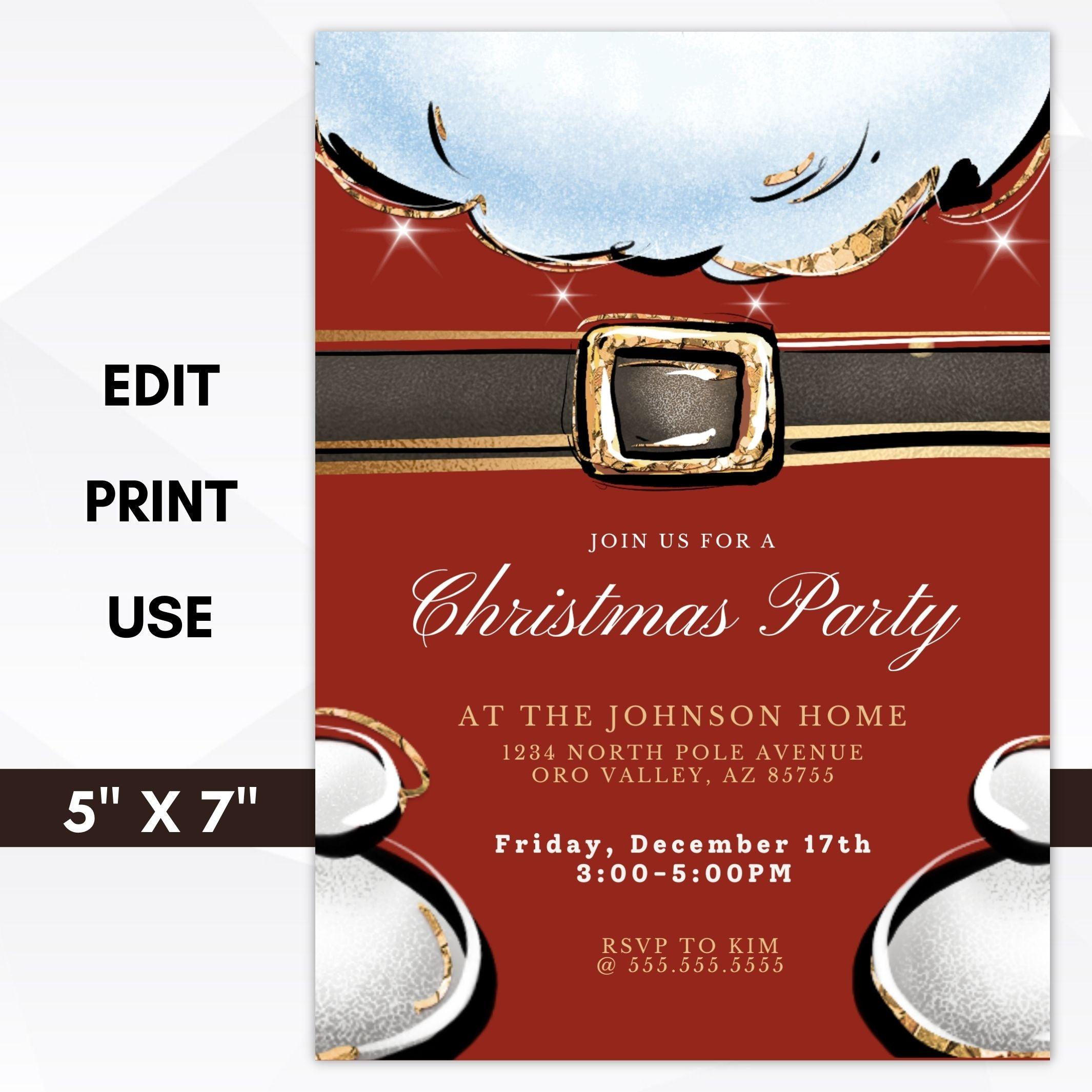 santa christmas dinner party invite