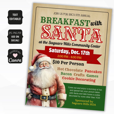 fun santa event flyers editable