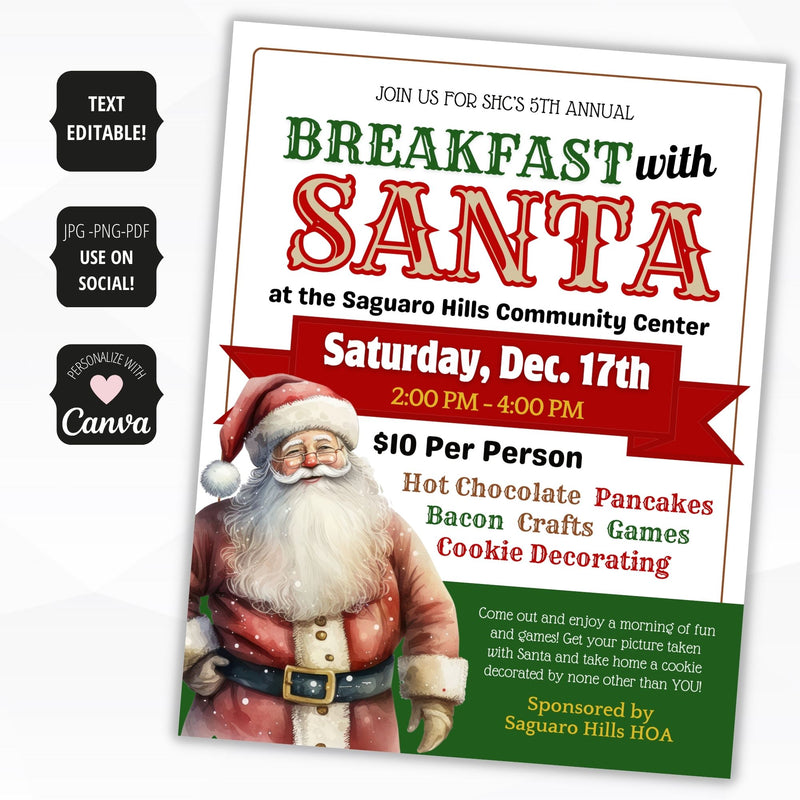 santa event flyer editable template