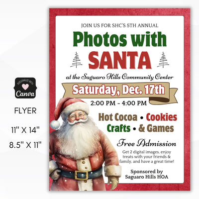 realistic santa photos flyer for schools and community events