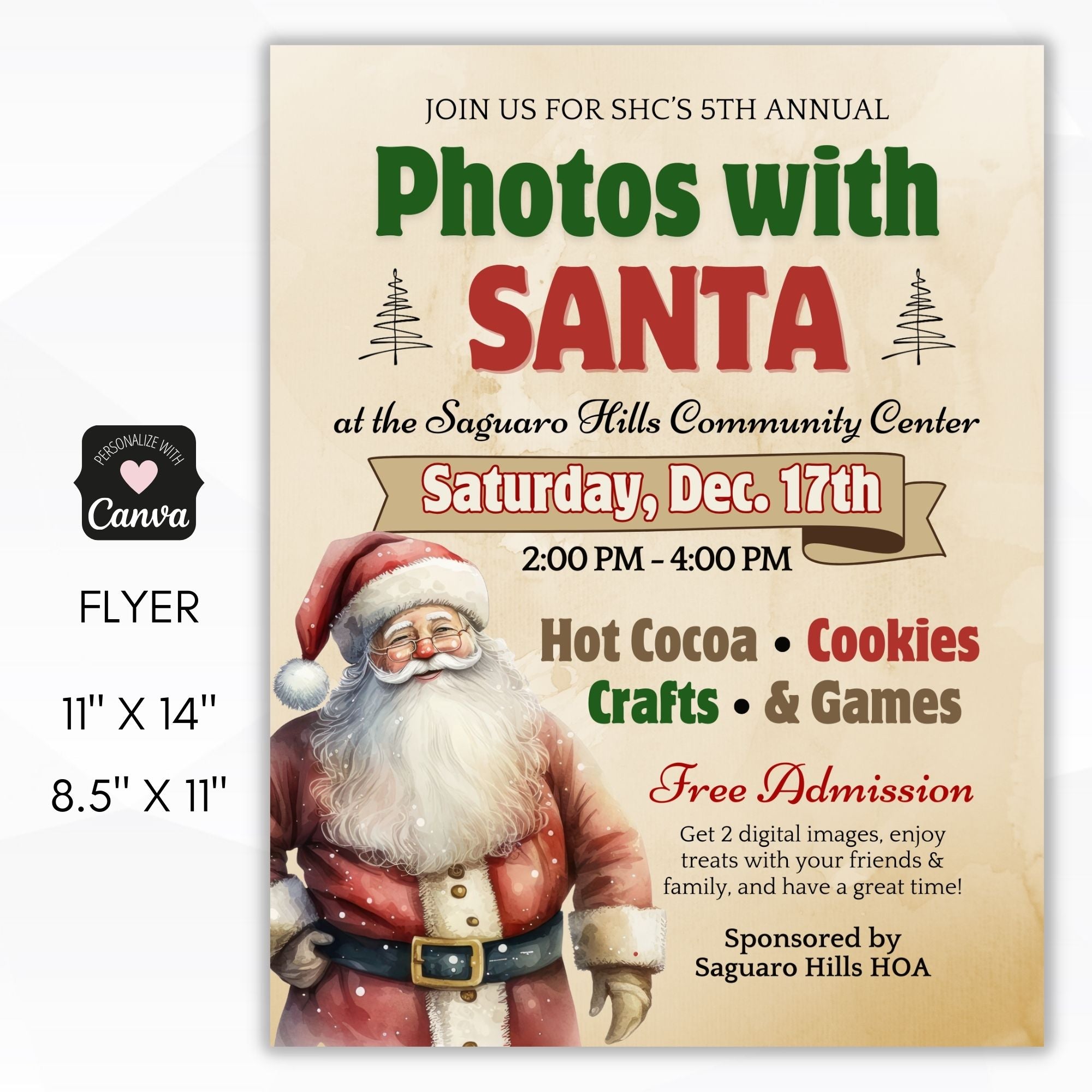winter event flyers with santa claus