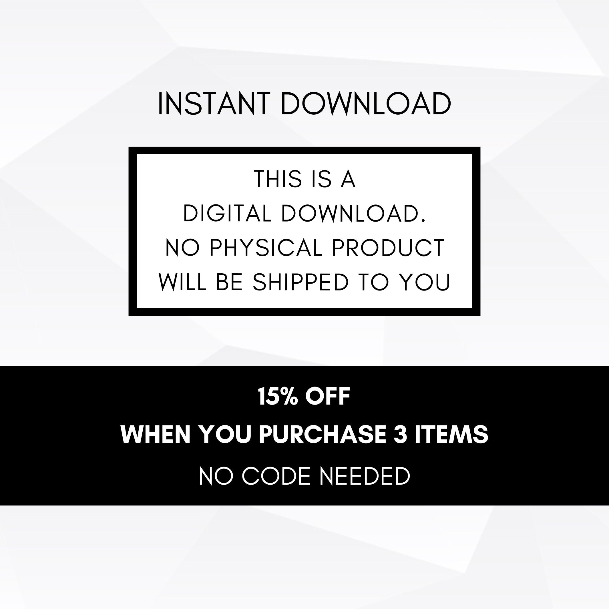 Text indicating digital download availability with promotional offer on a white background
