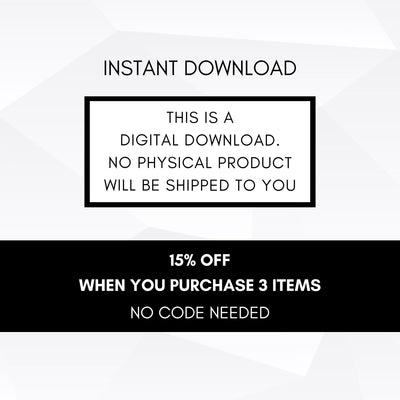 Text indicating digital download availability with promotional offer on a white background
