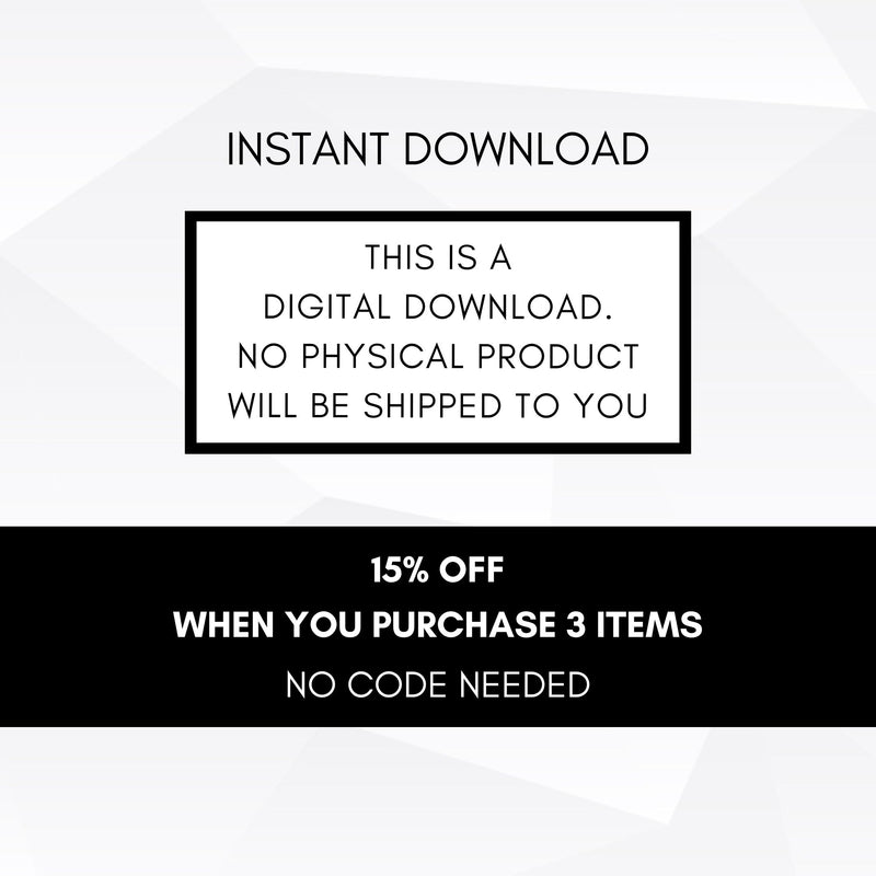 Text indicating digital download availability with promotional offer on a white background