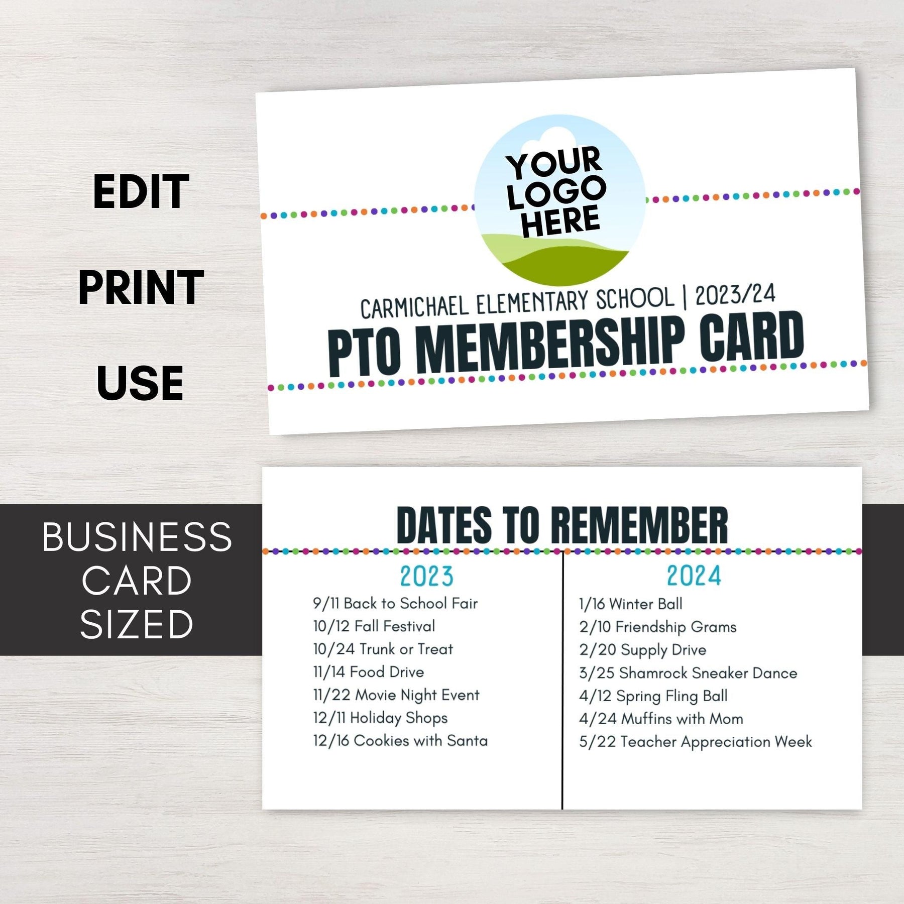 Pto Designs School PTO Membership Card Template | Simple Desert Designs