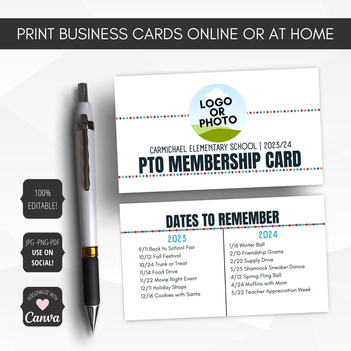 Editable PTO Membership Card - Simple Desert Designs