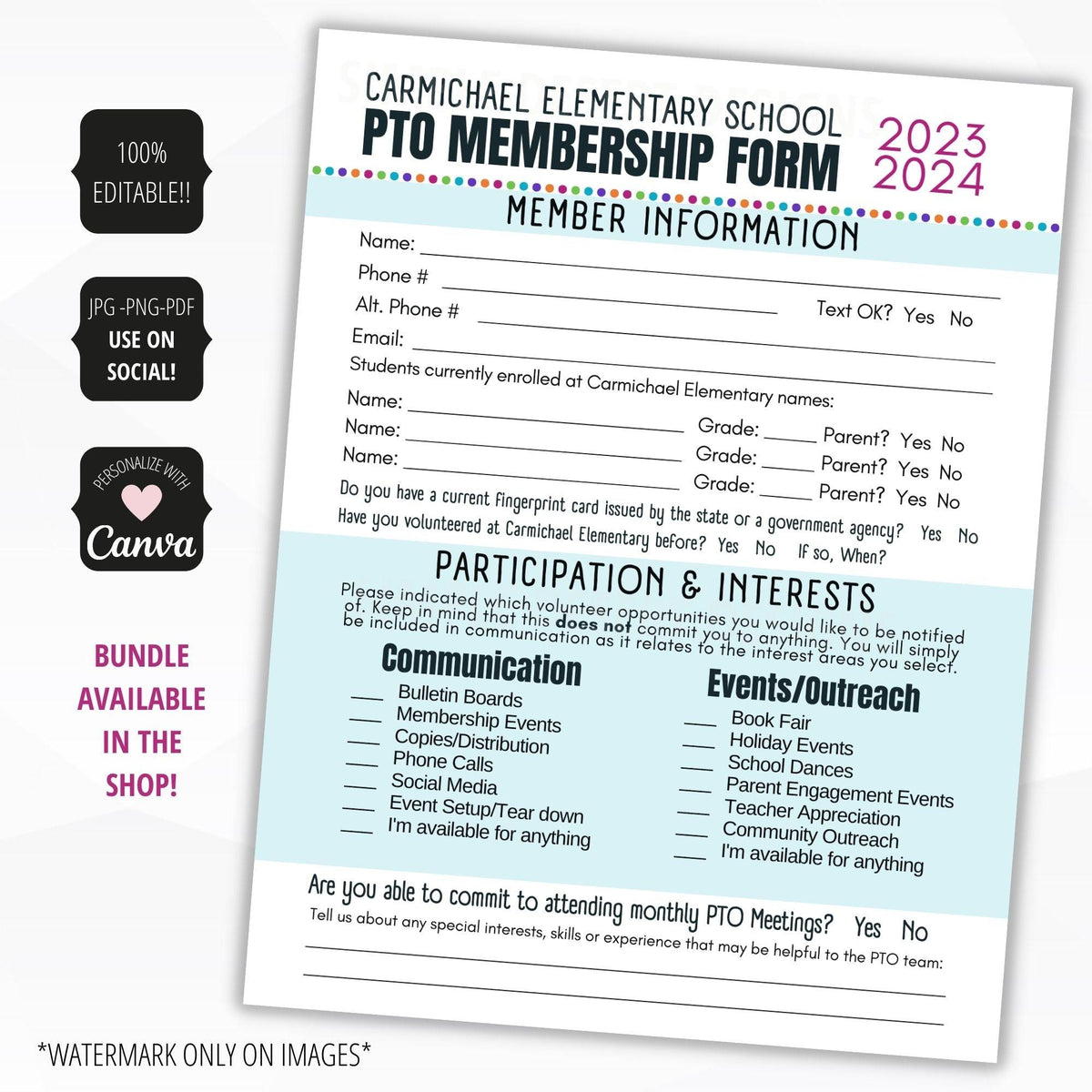 Pto Design Card Editable PTO Membership Flyer - Simple Desert Designs