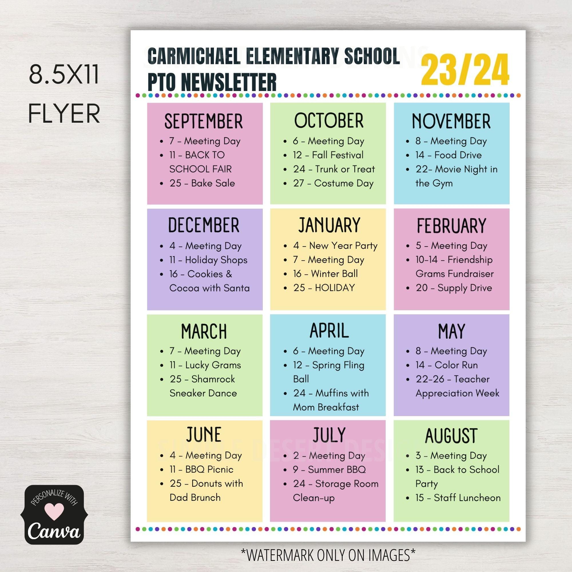 monthly event calendar