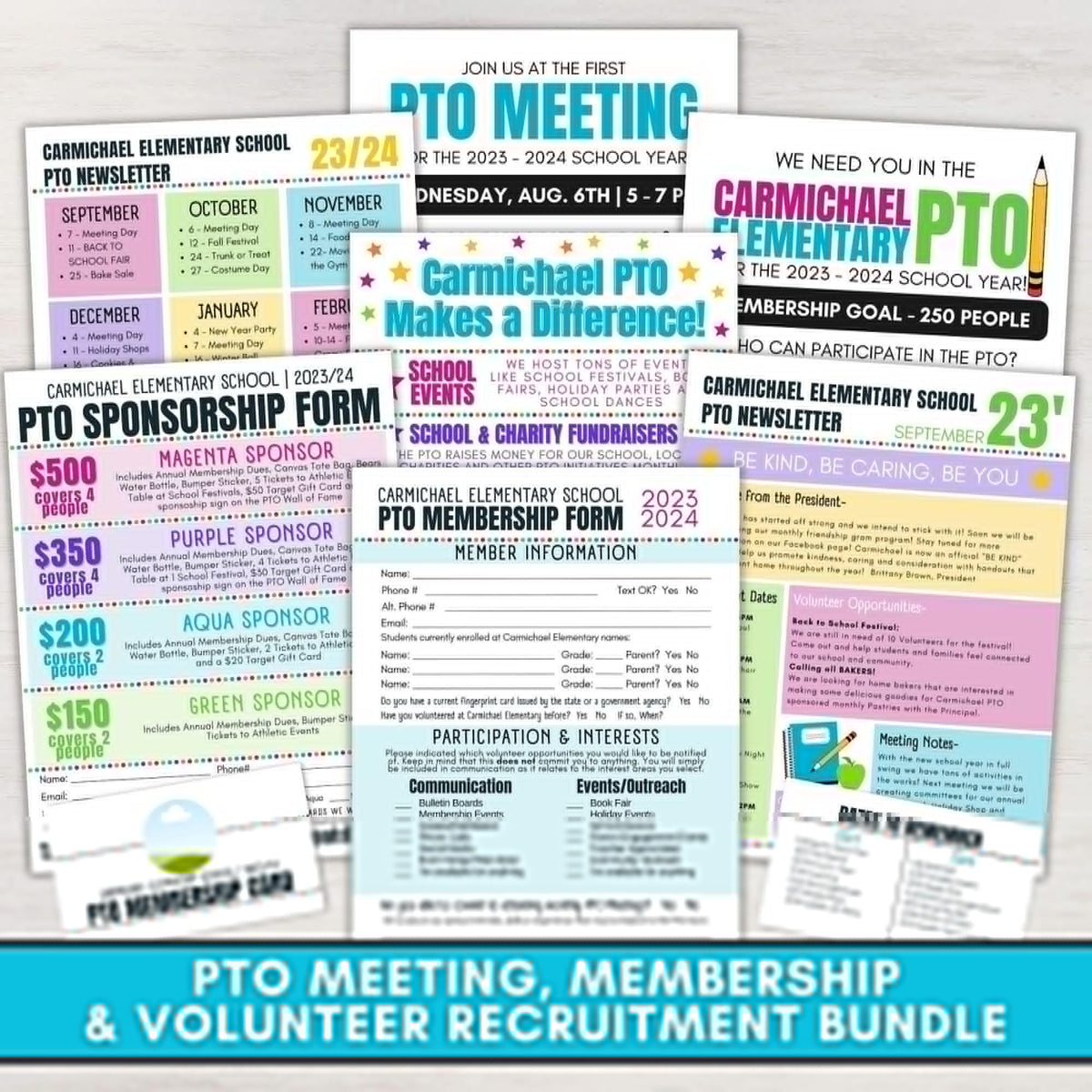 Pto Design Card Editable PTO Membership Forms Toolkit - Simple Desert Designs