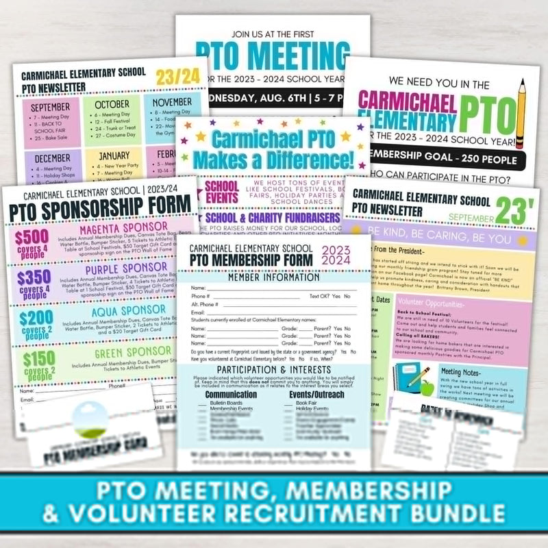 School PTO PTA Membership Forms Toolkit – Simple Desert Designs
