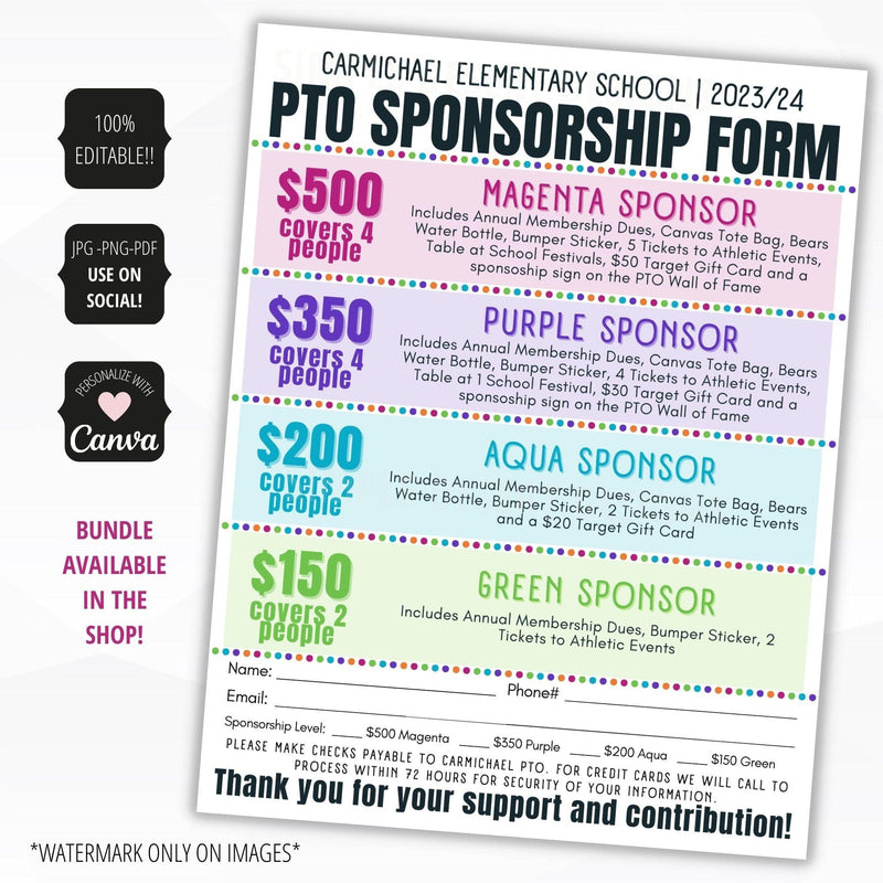 school pto sponsor form