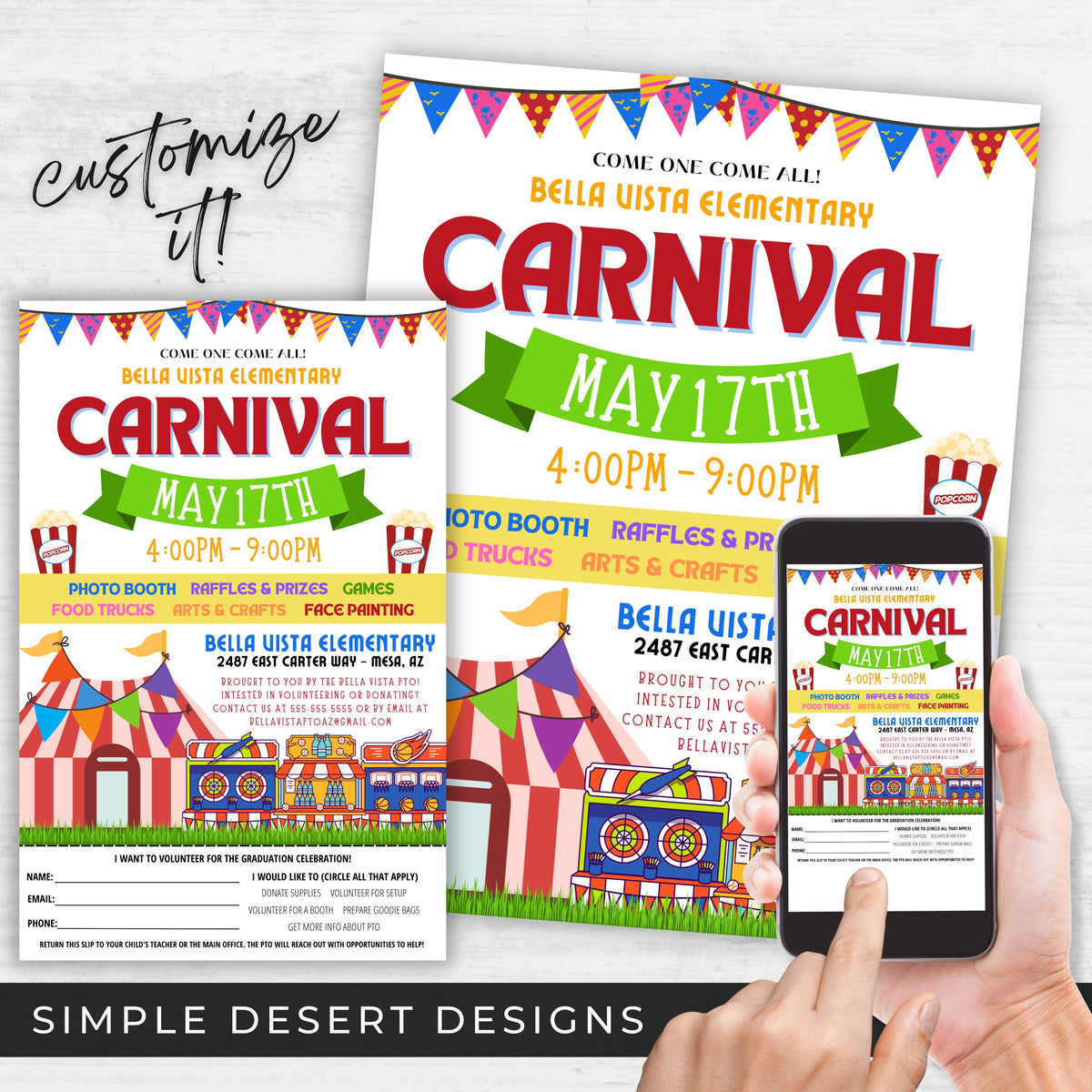 Editable Carnival Fundraiser Flyer Bundle - Simple Desert Designs