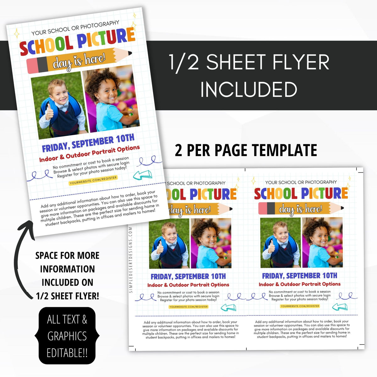 Editable School Picture Day Flyer Set - Simple Desert Designs