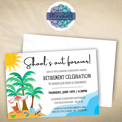 customizable teacher principal educator retirement invitations