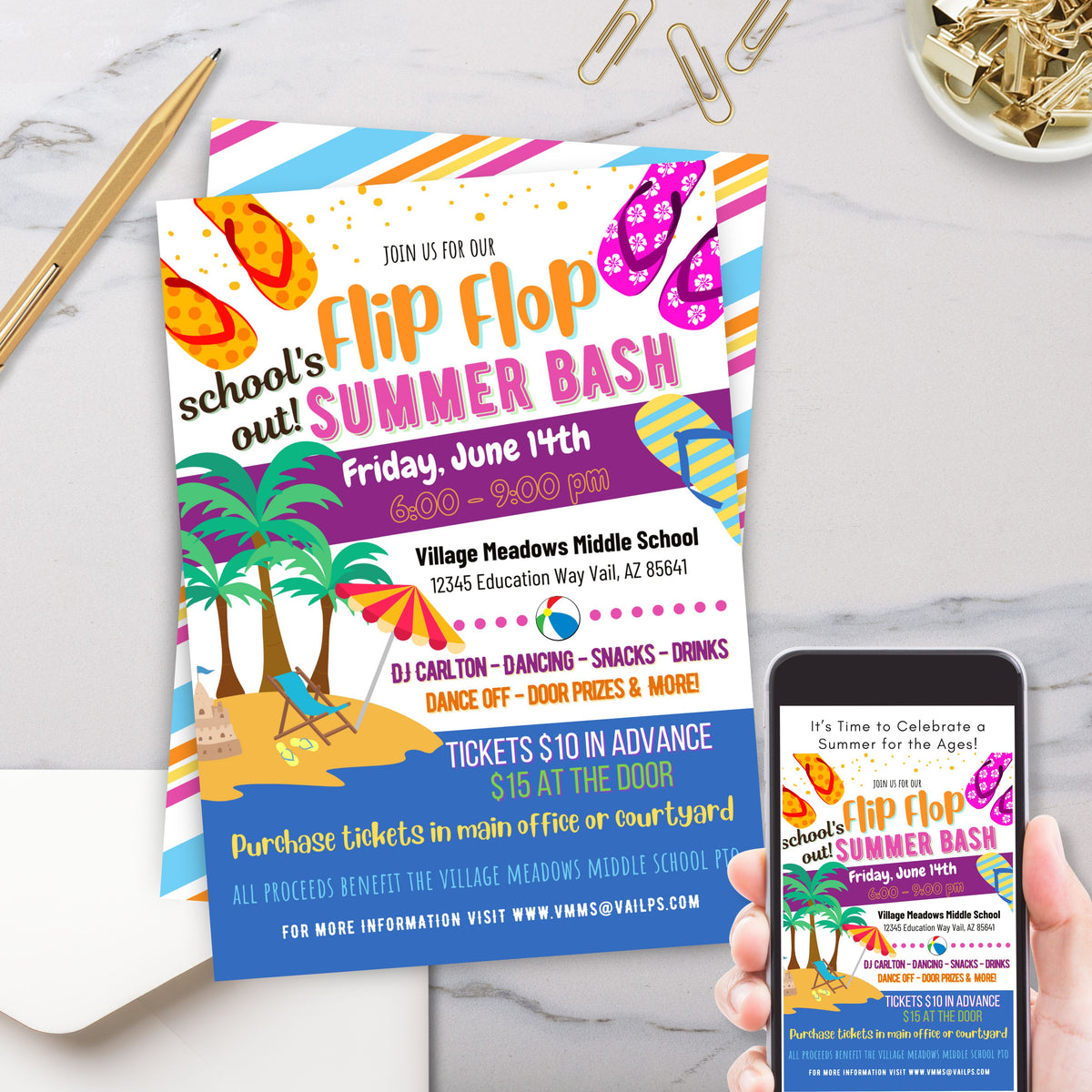 School’s Out Summer Party Invitation - Simple Desert Designs