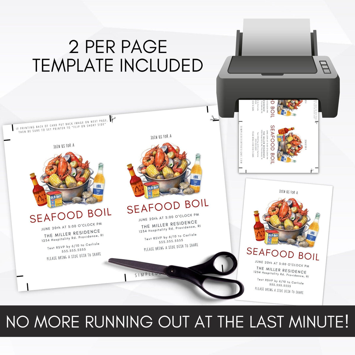 Seafood Boil Invitation Template - Simple Desert Designs