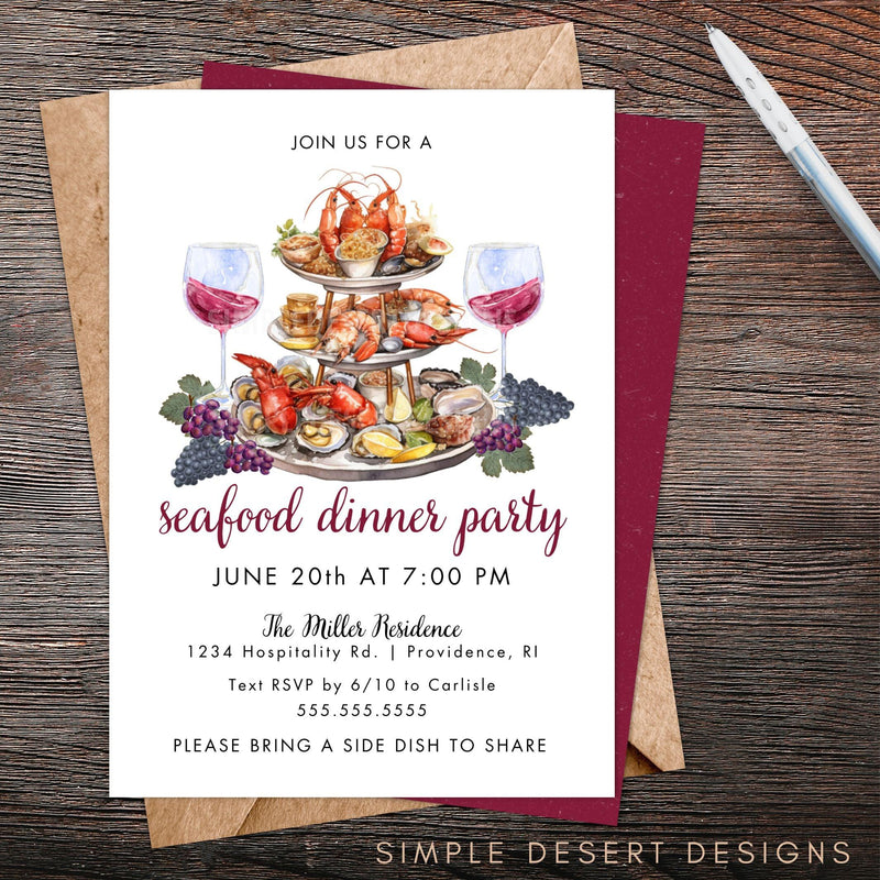 elegant seafood dinner invite