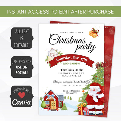 secret santa invitation editable