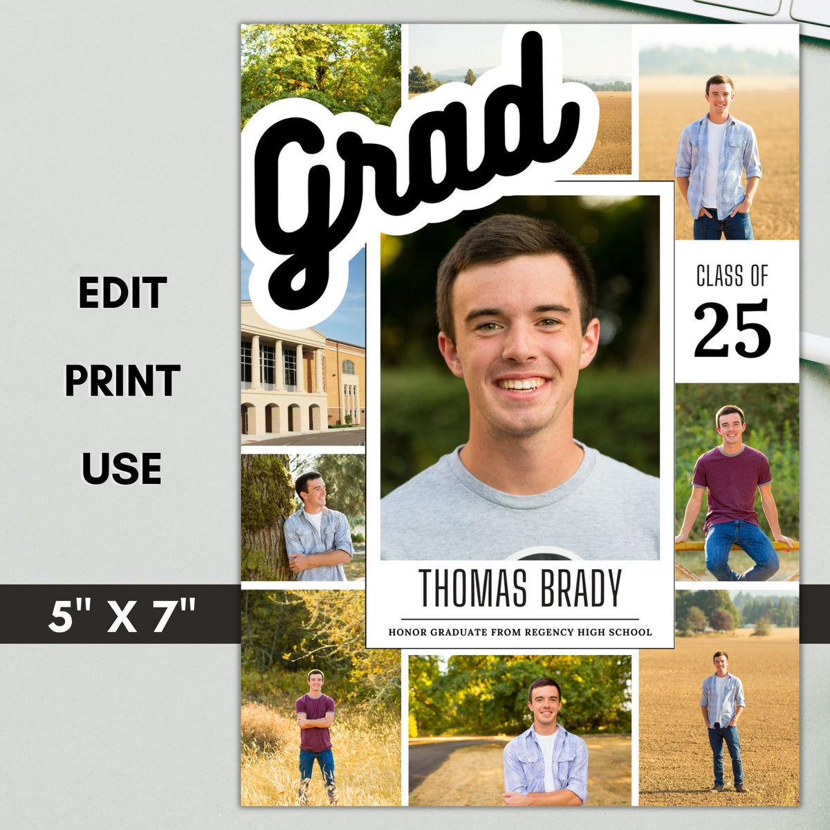 Photo Collage Graduation Invitation Template - Simple Desert Designs
