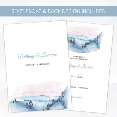 white mountains wedding invite template