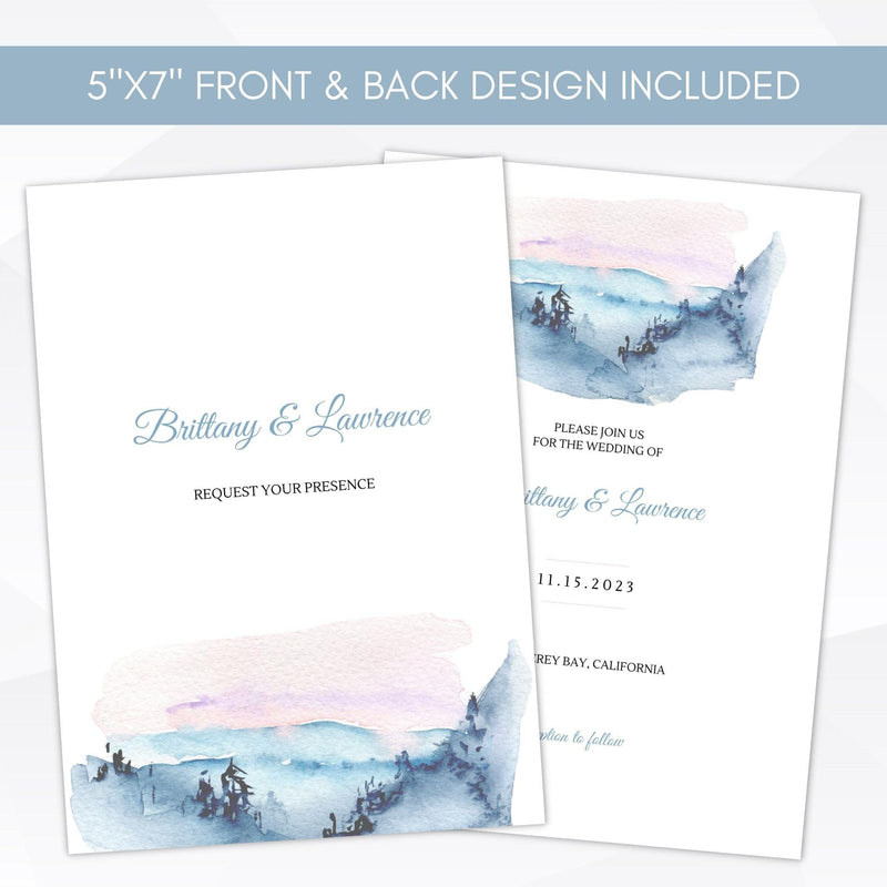 white mountains wedding invite template