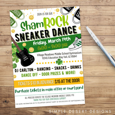 st patricks day shamrock sneaker dance party invitation