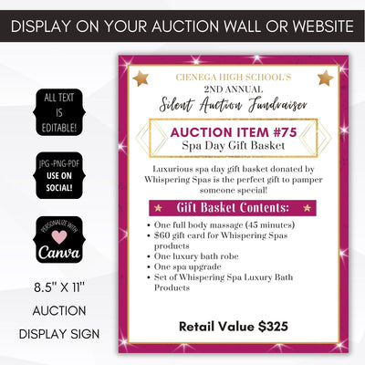 auction display signs template