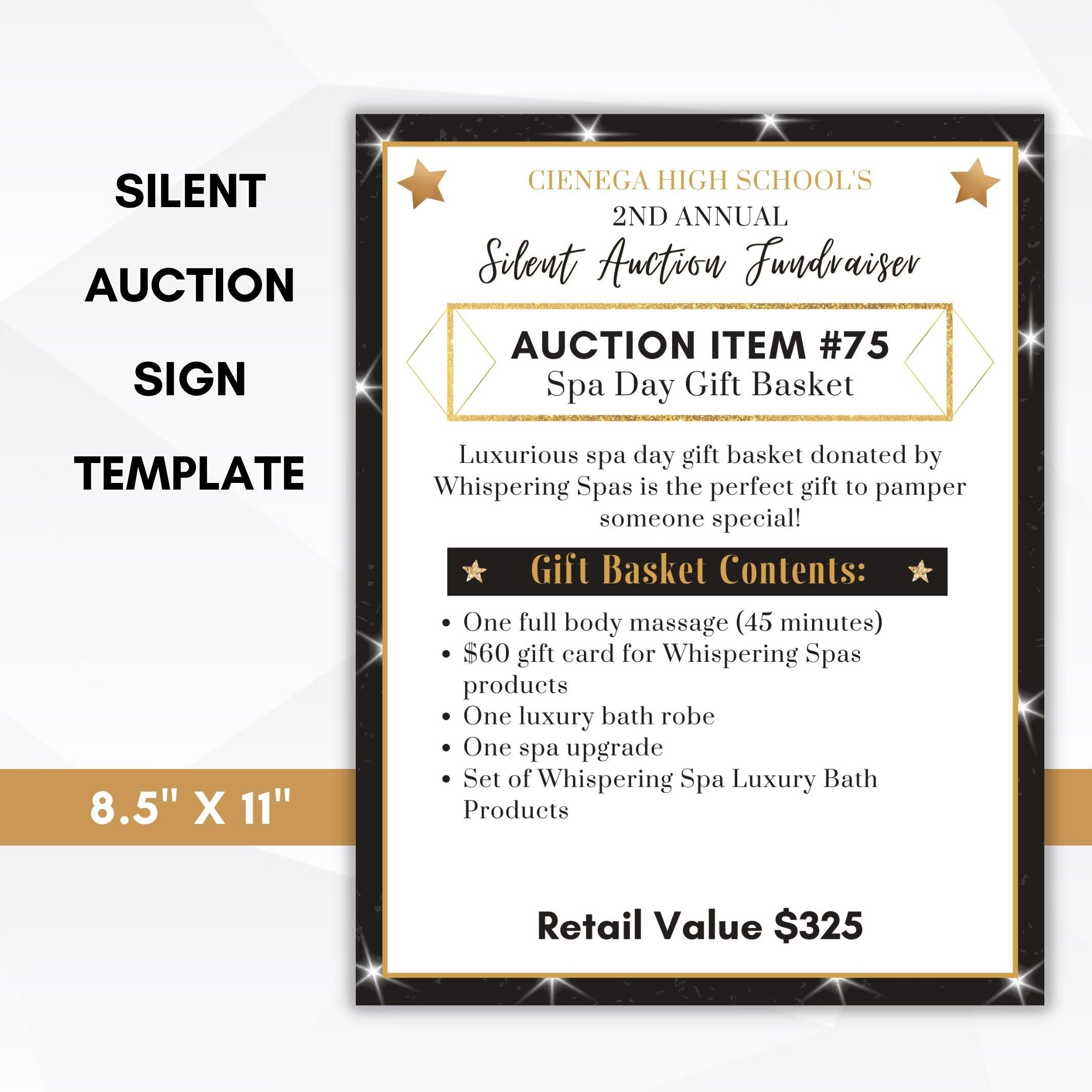 Silent Auction Fundraiser Sign Black – Simple Desert Designs