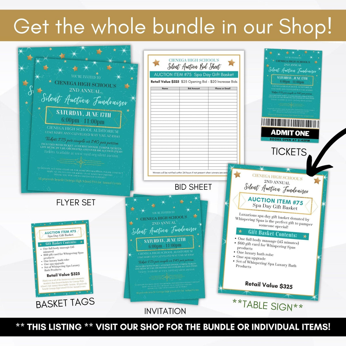 Silent Auction Display Sign Template - Simple Desert Designs